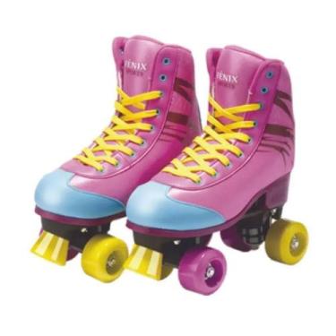 Imagem de Patins Roller Skate 4 Rodas Rosa Tamanho 31 Ao 34 Ajustável Fenix - FÊ