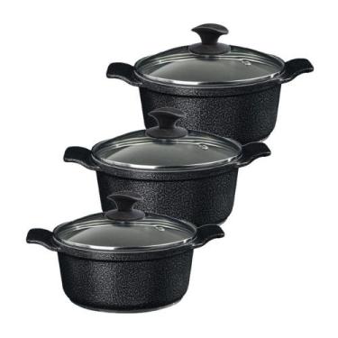 Imagem de Jogo Panela Preto Craq Antiaderente Cerâmica Javali Aa 26A30