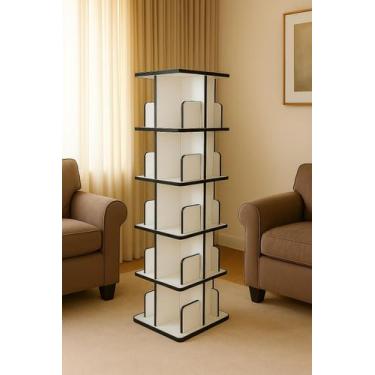 Imagem de Estante Giratória Branca e preta 250 Livros 5 And. ENVIO DESMONTADA - 