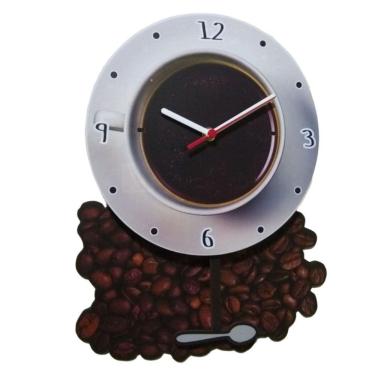 Imagem de Relógio de Parede com Pêndulo Grãos de Café Com base fundo