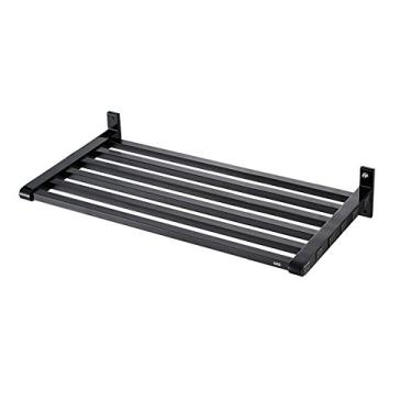 Imagem de Rack de armazenamento de cozinha/rack de alumínio espacial/suporte de parede/prateleira de forno de microondas/prateleira de cozinha/instalação perfurada (preto) (tamanho: 710300 mm)