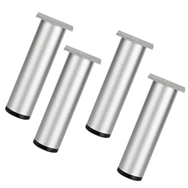Imagem de Conjunto de 4 pernas ajustáveis para móveis, pernas de metal para sofá, pernas de mesa, pernas de armário redondas, pé de base, mesas de centro de liga de alumínio, pé de cama, peso de carga 300 kg,