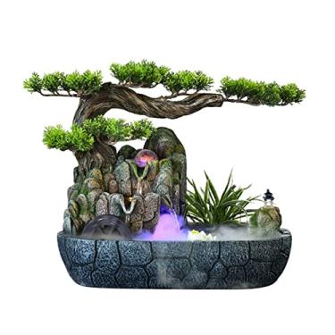 Imagem de XFNVXC Fonte decorativa interna de mesa Fonte de água interior Feng Shui Cachoeira Ornamento Artesanato - Fonte decorativa de meditação - Decoração de sala de estar escritório Fonte Rockery Casa