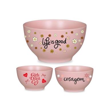 Imagem de 1 Bowl/Tigela Cerâmica Decorado Rosa Floral Com Frase P/Sopas Caldos Cereais Não Desbota Mesa Posta (Life)
