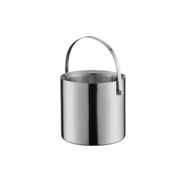 Imagem de Baldes de gelo de aço inoxidável de camada dupla balde de gelo com alça para bares de coquetel, freezers e vinho (prata, médio)