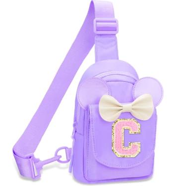 Imagem de Mochilas pequenas para meninas – Presentes de aniversário para meninas, para 3, 4, 5, 6, 7, 8, 9, 10 anos, pochete personalizada, pequena, rosa, bolsa tiracolo para crianças e meninas, Roxa, C