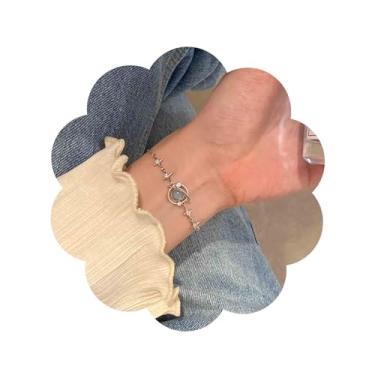 Imagem de Aneneiceera Pulseira vintage azul claro com pedra da lua prata CZ estrela pulseira redonda azul pedra preciosa pulseira strass cruz mão pulseira joia para mulheres, Normal, renda, nah