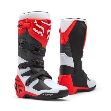 Imagem de Fox Racing Bota Comp Motocross Dirt Bike, Branco/Vermelho Fluorescente, 38