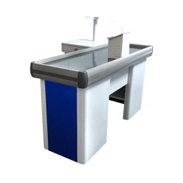 Imagem de Empacotador Check Out Balcão Caixa 1,50m Com Recorte Balança Azul - Sa Gôndolas