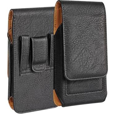 Imagem de Kakulan Coldre robusto para celular com clipe de cinto e bolsa de cartão, serve para iPhone 17/16/15/14/13 Pro Max e Samsung Galaxy S25/S24/S23+, suporte de cinto para celular masculino, preto