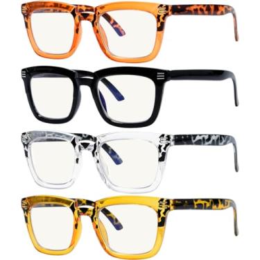 Imagem de Eyekepper Pacote de 4 lentes de leitura multifocais com bloqueio de luz azul progressivo multifoco para mulheres, Pacote de 4 cores variadas., +2.25