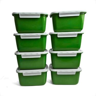 Imagem de Kit Pote de Plástico Marmita Tampa Com Trava Hermetico 1L Marmitas Fit