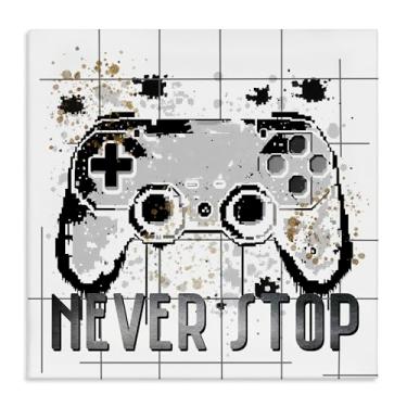 Imagem de Stupell Industries Arte de parede em tela Never Stop Pixel Gamer, design de Kim Allen, 17 x 17
