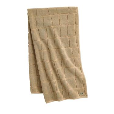 Imagem de Lacoste Toalha de banho Croc Scale 100% algodão, areia, 76 cm x 142 cm – Altamente absorvente e de secagem rápida, toalha de banho super macia premium, essencial para banheiro, presente para todas as