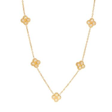 Imagem de Colar de trevo preenchido a ouro 14K para mulheres - Colar de trevo de quatro folhas, pulseira, brincos, sorte, simples, joias delicadas, melhores presentes, Large, Ouro amarelo, Sem Pedra Preciosa