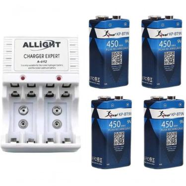 Imagem de Kit Carregador De Pilhas-bateria + 4 Baterias 9v Recarregaveis