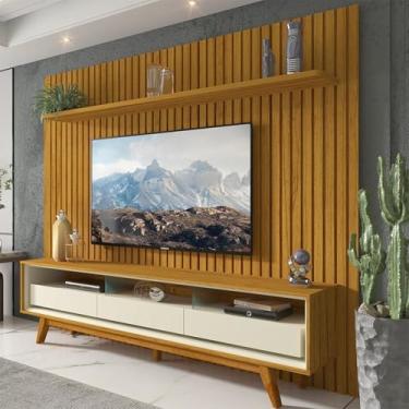 Imagem de Rack com Painel para Tv até 85 Polegadas 3 Gavetas com Pés Requinte/nobre Clean Naturale/Off White