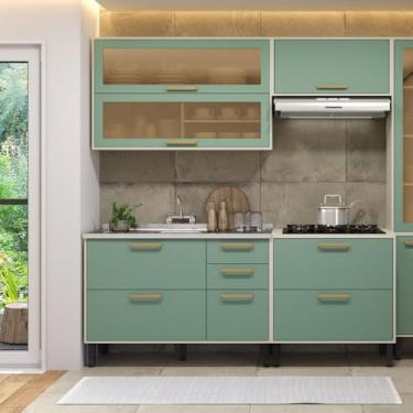 Imagem de Cozinha Compacta 4 Peças com Pia Bossa Nova Bertolini - Verde/branco