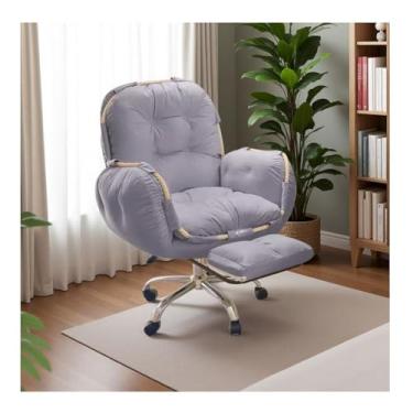 Imagem de HGTRH Cadeira de escritório giratória, cadeira executiva com apoio para os pés e apoio de braço, ajuste de altura de balanço de 30°, tecido tecnológico com detalhes de corda grossa, cadeira rolante