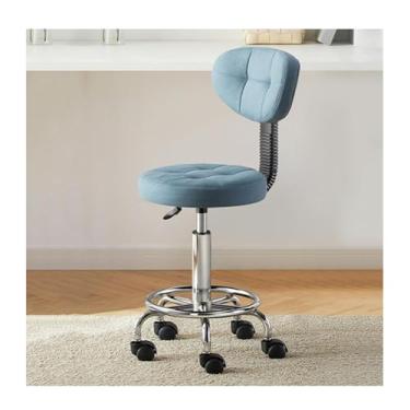 Imagem de HGTRH Banco de bar ajustável, design ergonômico com suporte para as costas e apoio para os pés, almofada giratória de espuma de alta densidade, rodízios silenciosos, base de aço reforçado para