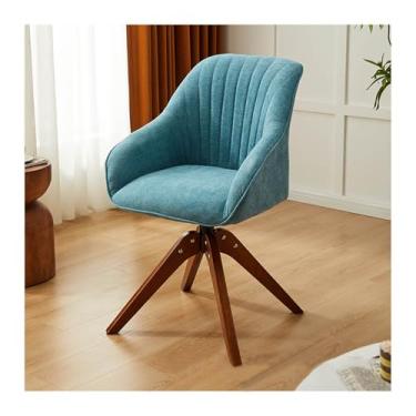 Imagem de HGTRH Cadeira de mesa giratória, moderna de meados do século, de fibra de algodão, com pernas de madeira, 1 peça