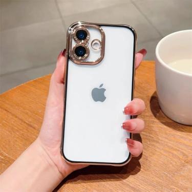 Imagem de HTVJFX Capa protetora de lente de câmera 15pro, revestimento de canto de airbag, capa de PC rígida transparente (para 15pro/preto)