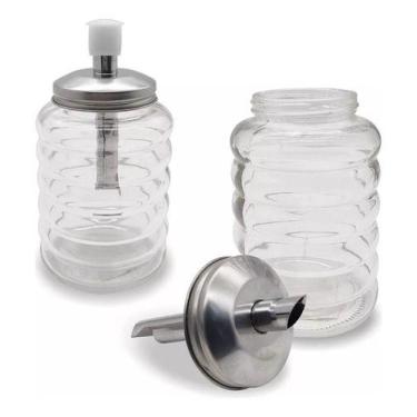 Imagem de Açucareiro De Vidro Com Bico Dosador Aço Inox Açúcar 300mls - Hauskraf