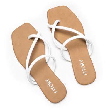 Imagem de FITORY Sandálias femininas deslizantes com tiras cruzadas para o verão tamanho 6-11, Branco, 37