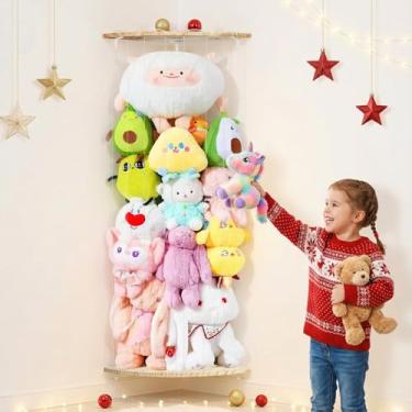 Imagem de Organizador de brinquedos de pelúcia para armazenamento de animais de pelúcia no canto com comprimento ajustável para pendurar na parede, prateleira organizadora para berçário, sala de jogos, quarto