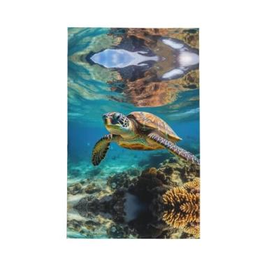 Imagem de XLLingL Lord Howe Island Toalha de cozinha com estampa de tartaruga marinha Waffe, panos de prato de microfibra, para decoração e limpeza de cozinha - 1 peça