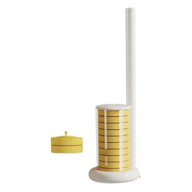 Imagem de YWJLQH Conjunto de Escova Sanitária de 12 Peças com Cabeça de Substituição, Kit Inicial de Esponjas de Limpeza, Escova Sanitária com Refis, Suporte de Parede, Branco, Tamanho real