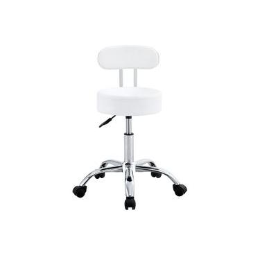 Imagem de Cadeira Mocho com Encosto Conthey PU Base Giratória Cromada Altura Ajustável Branco