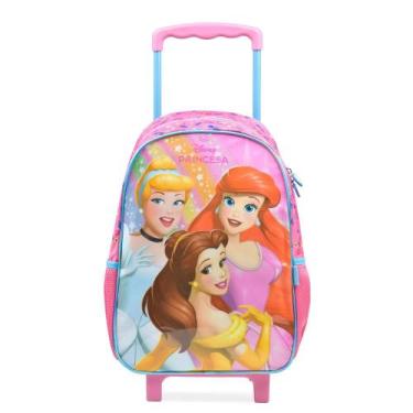 Imagem de Mochila de Rodinha Infantil Feminina Princesas Rosa - Bagaggio, Rosa, 