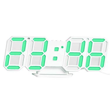 Imagem de Relógio Digital 3D LED Relógio de Mesa Eletrônico Relógio Despertador de Parede Relógios Verdes