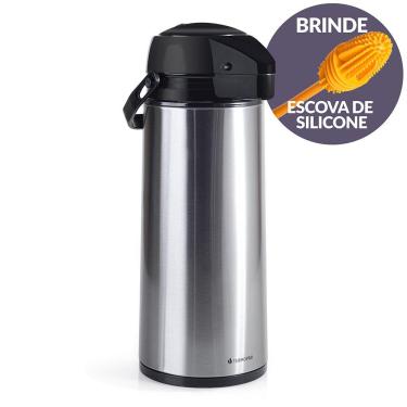 Imagem de Garrafa Térmica Inox Basic Airpot 1,9L  e Escova Limpeza Termopro