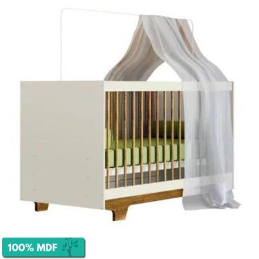 Imagem de Berço Infantil Mini Cama 3 Em 1 100%Mdf Flocos Tigus Baby Off White/Amadeirado