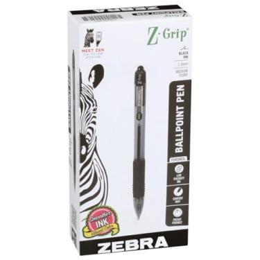 Imagem de Zebra Pen Caneta esferográfica retrátil Z-Grip, ponta média, 1,0 mm, tinta preta, 12 unidades