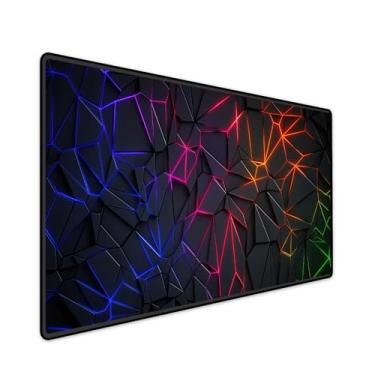 Imagem de Mouse Pad Gamer Speed Deskpad Profissioanl com Borda Costurada 70x35 cm - Neon Geométrico