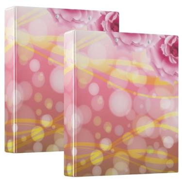 Imagem de Fichários de caderno de flores rosa abstratas de 3,8 cm, fichários de caderno de três anéis com bolsos, 1/2 pacote, material de escritório capa dura