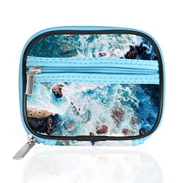 Imagem de Serfeymi Estojo organizador de comprimidos de viagem semanal para bolsa com caixa de comprimidos removível de 7 dias, organizador de medicamentos de viagem elegante para medicamentos, vitamina - azul