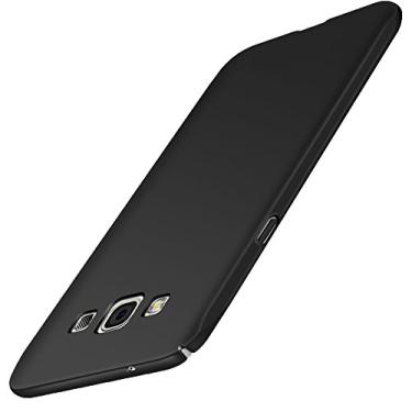 Imagem de INSOLKIDON Compatível com Samsung Galaxy A8 capa PC capa rígida ultra fina simples telemóvel protetor capa protetora (preto)