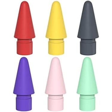 Imagem de Tucana 6 peças de pontas de caneta coloridas compatíveis com iPad Pencil 1ª e 2ª geração (vermelho/amarelo/roxo/rosa/azul-petróleo)
