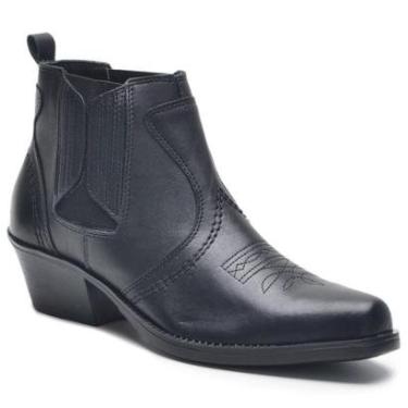 Imagem de Bota Country Masculina Couro Cano Curto Elástico Bordada-Masculino
