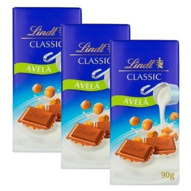 Imagem de 3 Chocolate Lindt Classic Ao Leite Com Avelãs Pedaços 90G