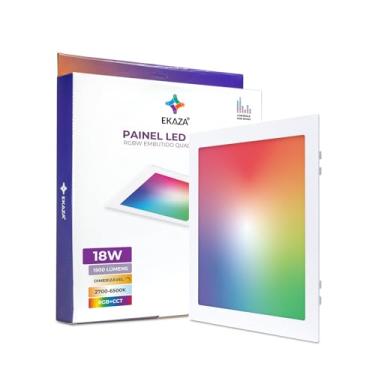 Imagem de EKAZA Painel de LED Inteligente Wi-Fi e Bluetooth de Embutir Quadrado RGB + Dimmer, 18W, 1500L, 2700k-6500k, Compatível com Google Assistente e Amazon Alexa - EKHM-T2018EQ