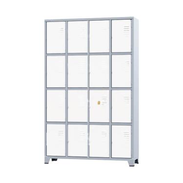 Imagem de Armário Roupeiro De Aço Para Vestiário 16 Portas Locker Branco com Chave