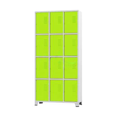 Imagem de Armário Roupeiro De Aço Para Vestiário 12 Portas Locker Verde com Chave