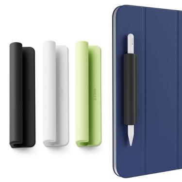 Imagem de ELETIUO Pacote com 3 capas de silicone para lápis, compatível com Apple Pencil (USB-C), Apple Pencil 1ª/2ª geração, adesivo forte anexado à capa do iPad para canetas Stylus, branco, preto, verde