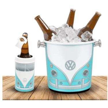 Imagem de Balde De Gelo Kombi Retrô 5 Litros Alúminio - Azul/ Branco