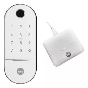 Imagem de Combo Fechadura Lia Digital Embutir Branca - YALE 